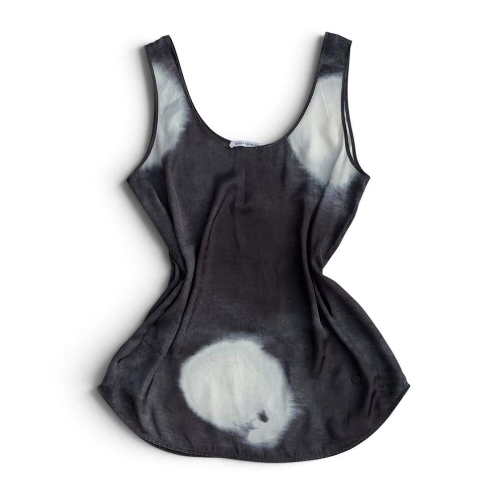 Adolfo Dominguez Tank Top Size M Black White Tie Dye Silk